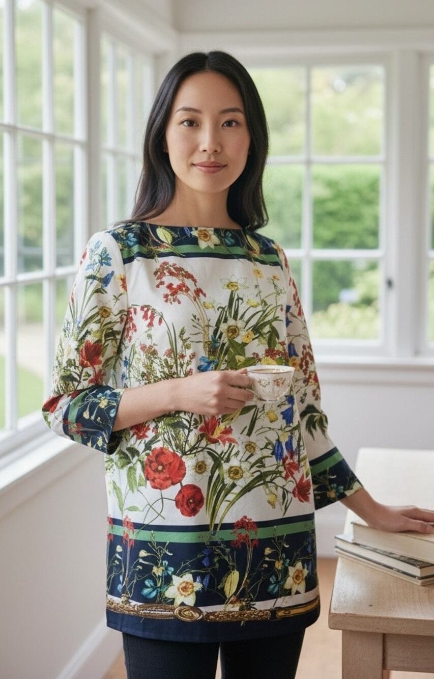 Linea by Louis Dell'Olio Floral Garden/ English Garden Blouse